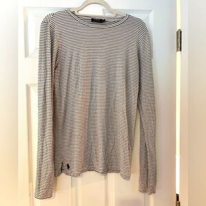 RALPH LAUREN POLO long sleeve crewneck top in nautical blue and white stripes